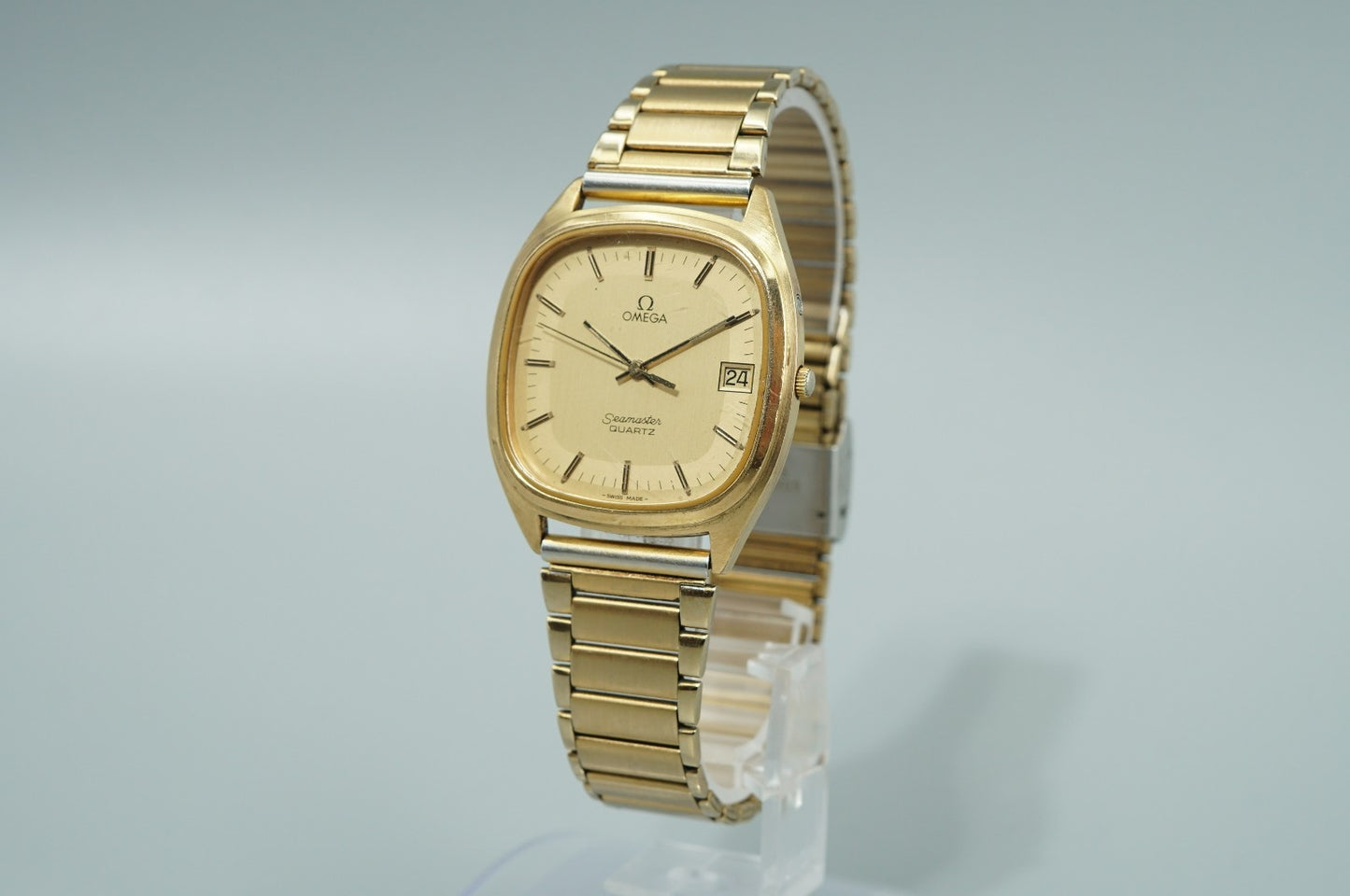 *Exc+5* Vintage 1980 OMEGA Seamaster Cal.1337 Quartz Gold Square 34mm Mens Watch