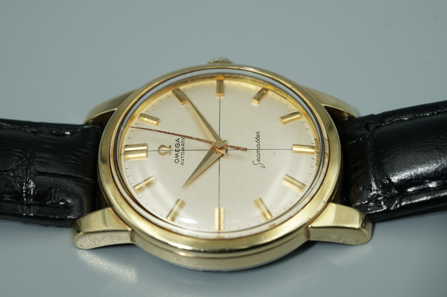 Vintage 1962 OMEGA Seamaster Cal.552 Automatic Gold Cross Line 36mm Mens Watch