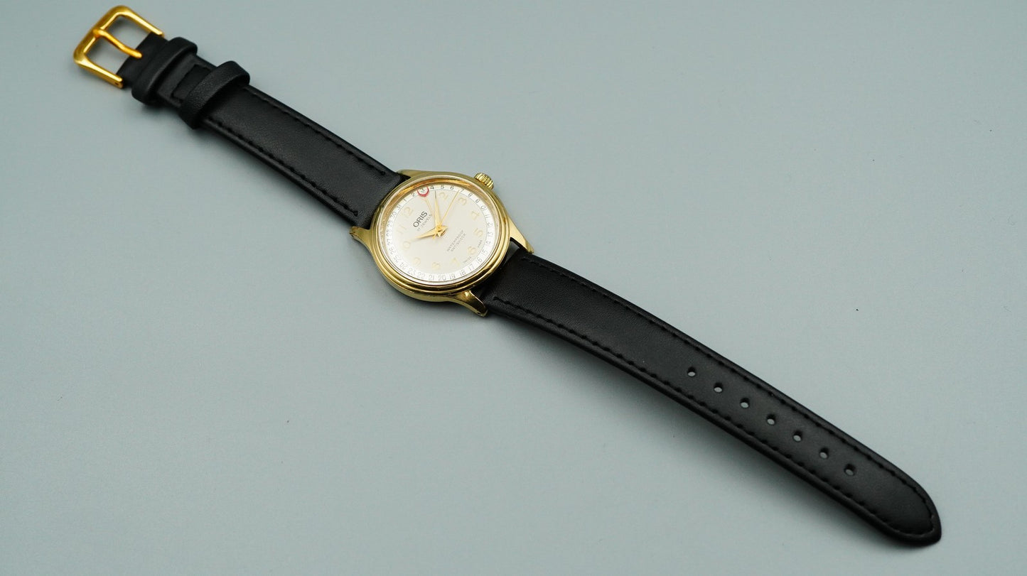 *Exc+5* 1990s ORIS Pointer Date 302-7285B Hand Winding Cream 31mm Mens Watch