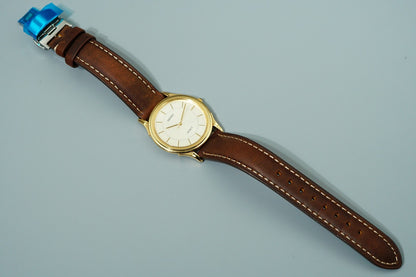 *MINT* Vintage 1998 SEIKO Dolce 5E31-7A40 Quartz Gold Dial Round 34mm Mens Watch