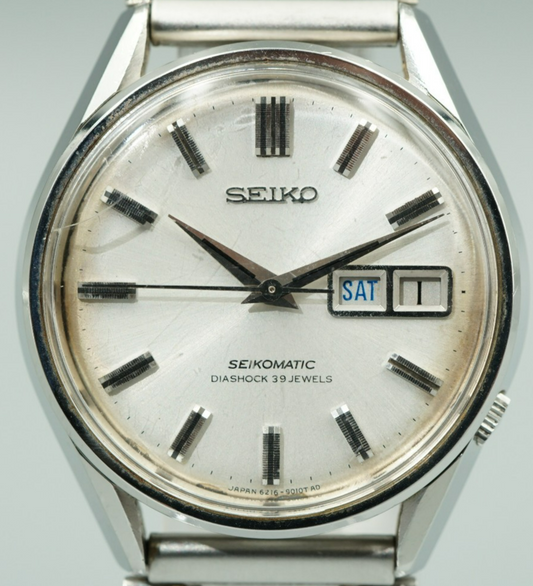 *Exc+4* Vintage 1967 SEIKO SEIKOMATIC 6216-9000 Automatic Silver 37mm Mens Watch