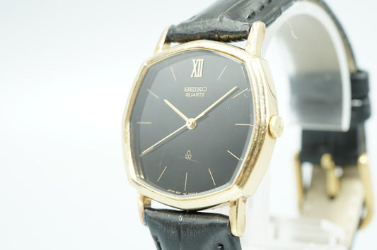 *Exc+5* Vintage 1980 SEIKO Chariot 5931-5350 Qz Black Hexagon 30mm Mens Watch