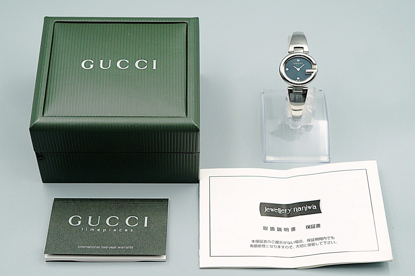 *NEAR MINT* Gucci 3P Diamond 134.5 Quartz Black Round 27mm Women Watch