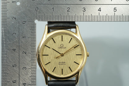 N MINT Vintage 1983 OMEGA De Ville Cal.1336 Ref.191.0096 Qz Gold 32mm Mens Watch