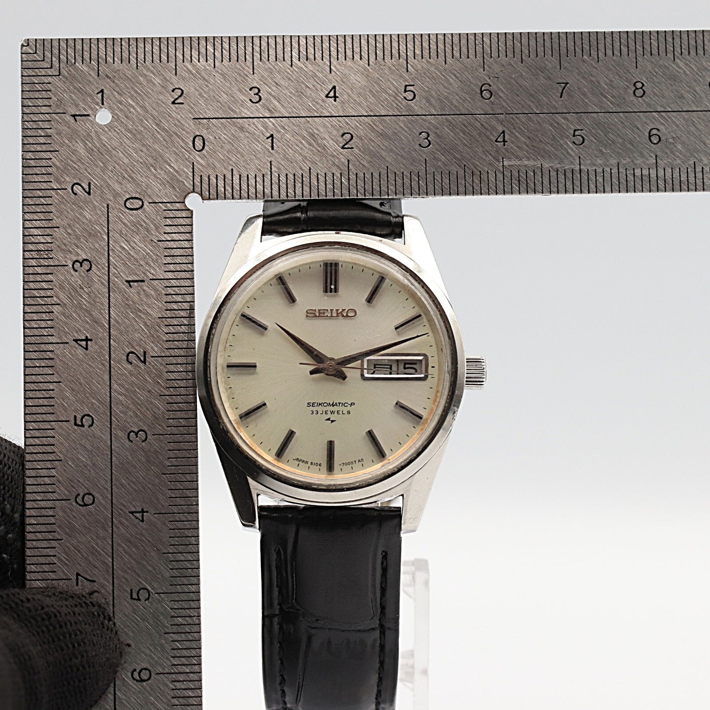 *Exc+5* Vintage 1977 SEIKO Matic-p 5106-7000 Automa White Round 34mm Mens Watch