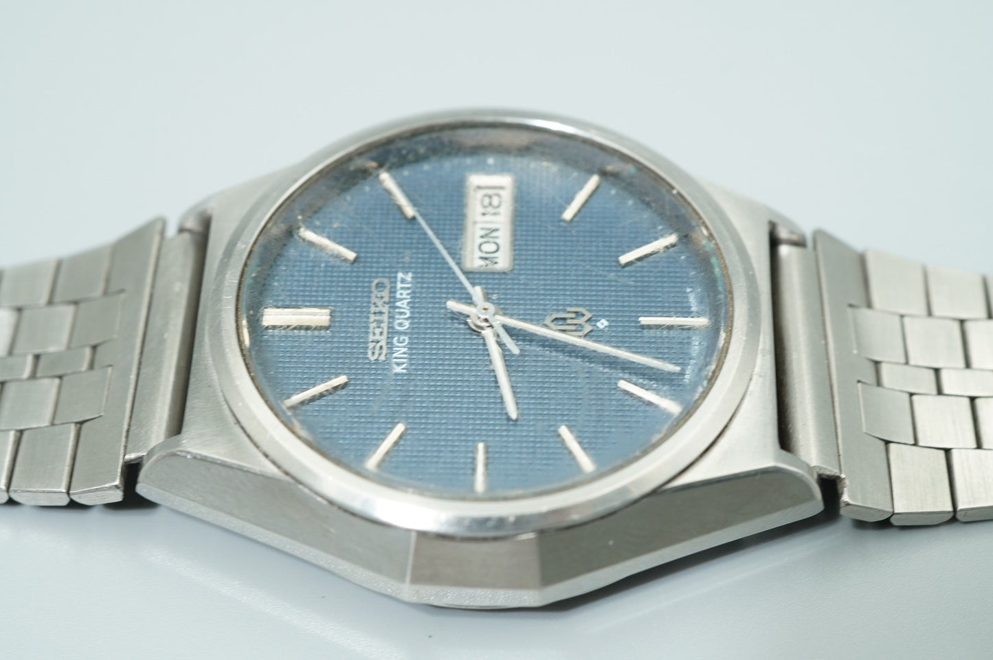 *Working for Parts* Vintage 1970s SEIKO KING 4823-8050 Qz Blue 36mm Mens Watch