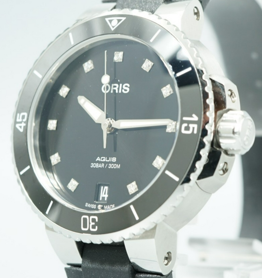 ORIS Aquis Date Diamonds 01 733 7731 4194 Automatic Black 37mm Women Watch