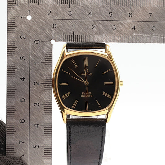 *N MINT* Vintage 1980 OMEGA De Ville Cal.1332 Qz Black Hexagon 33mm Mens Watch