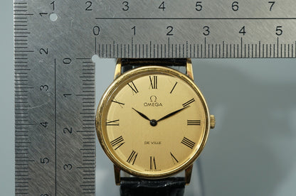 N MINT Vintage 1981 OMEGA De Ville Cal.625 Hand Wind Gold Round 32mm Mens Watch
