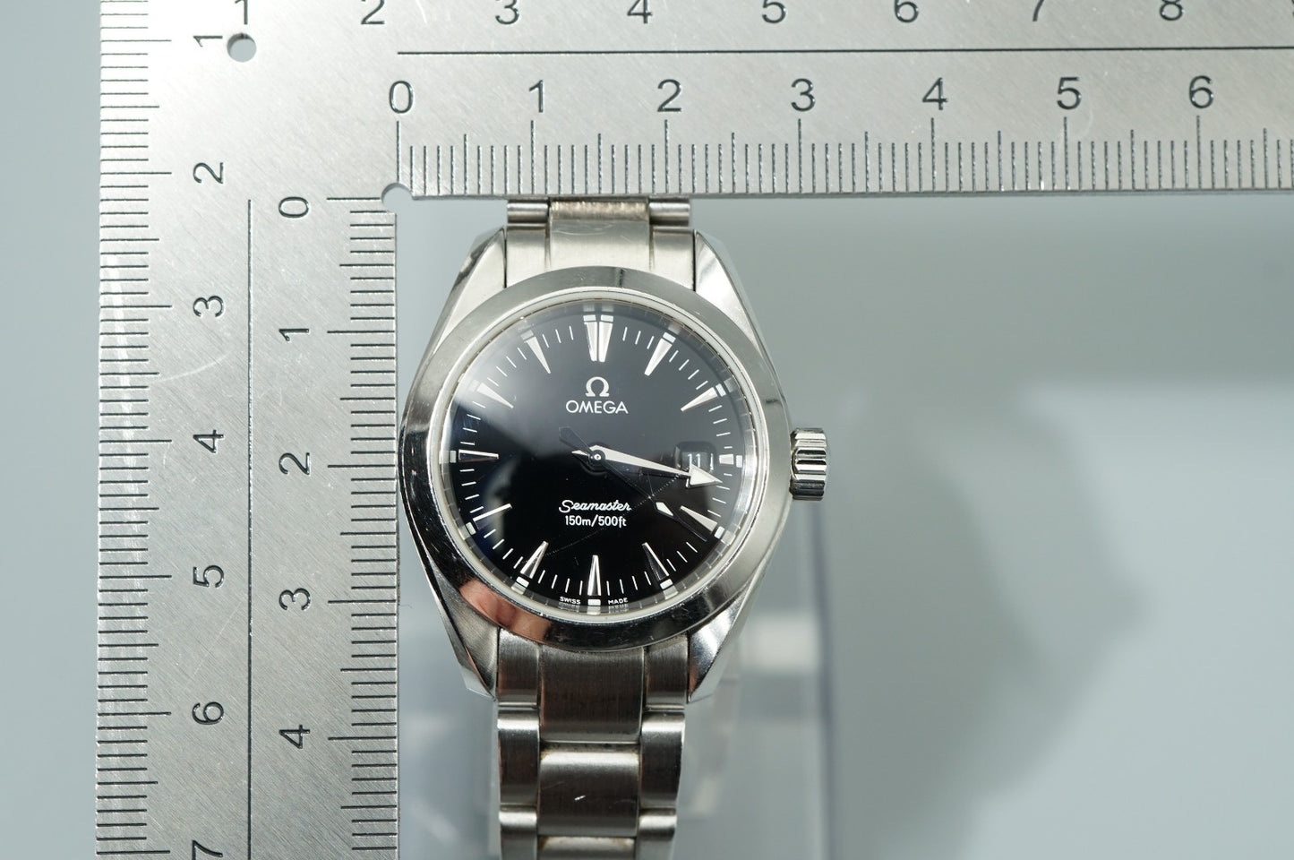 Exc+5 Vintage 1998 OMEGA Seamaster Aqua Terra Cal.1424 Qz Black 29mm Women Watch