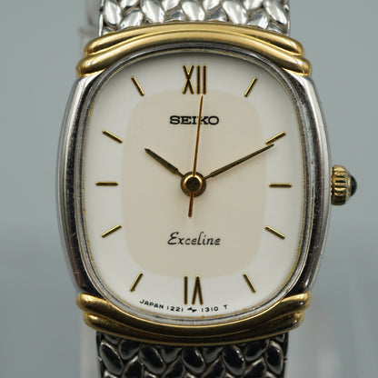 *NEAR MINT* Vintage SEIKO Exceline 1221-5890 Quartz Beige Oval 18mm Women Watch