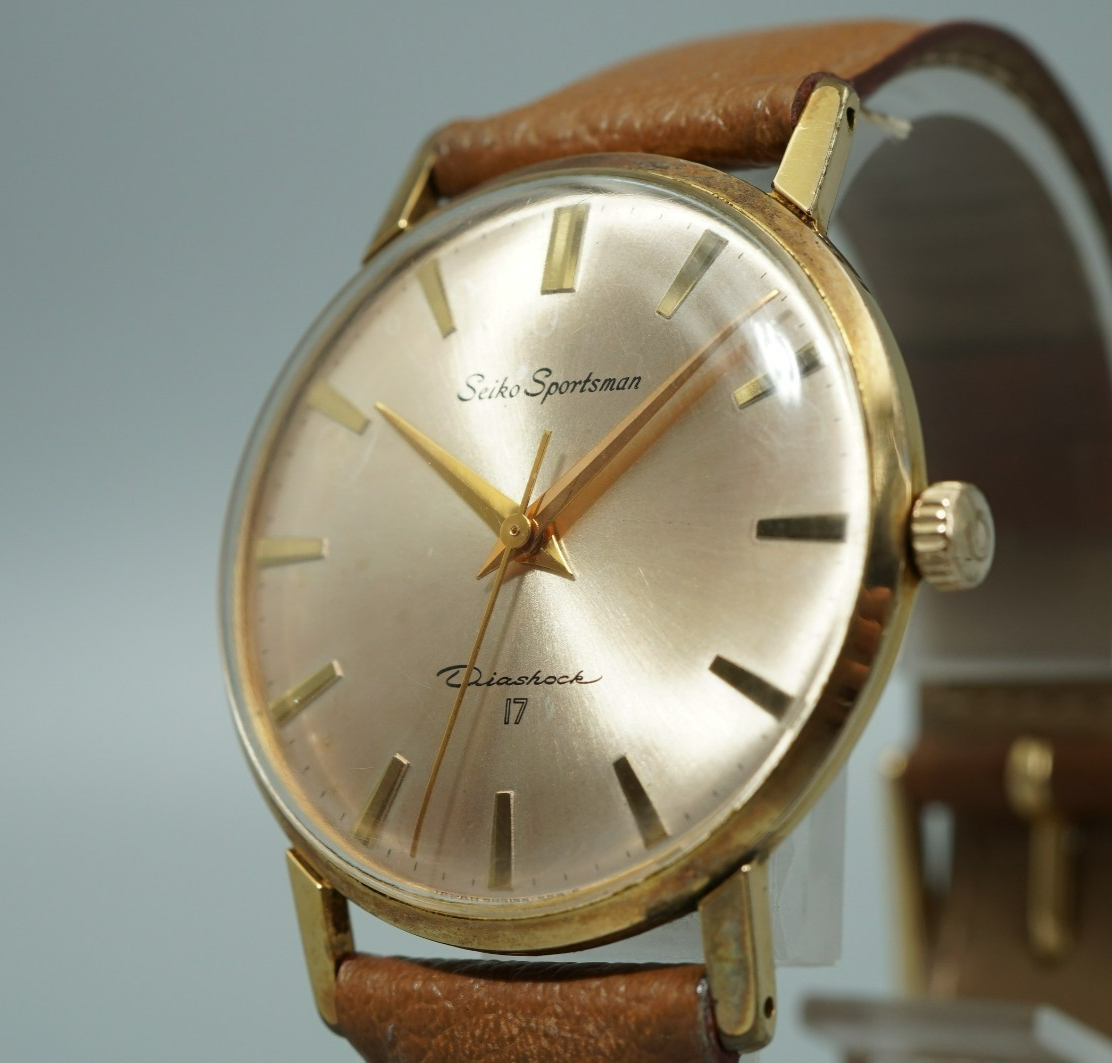 *Exc+5* Vintage SEIKO Sportsman 15019E Hand Winding Gold Dial 35mm Mens Watch