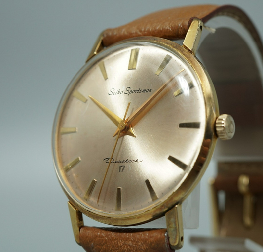 *Exc+5* Vintage SEIKO Sportsman 15019E Hand Winding Gold Dial 35mm Mens Watch