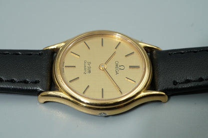 *NEAR MINT* Vintage 1979 OMEGA De Ville Cal.1365 Qz Gold Round 24mm Women Watch