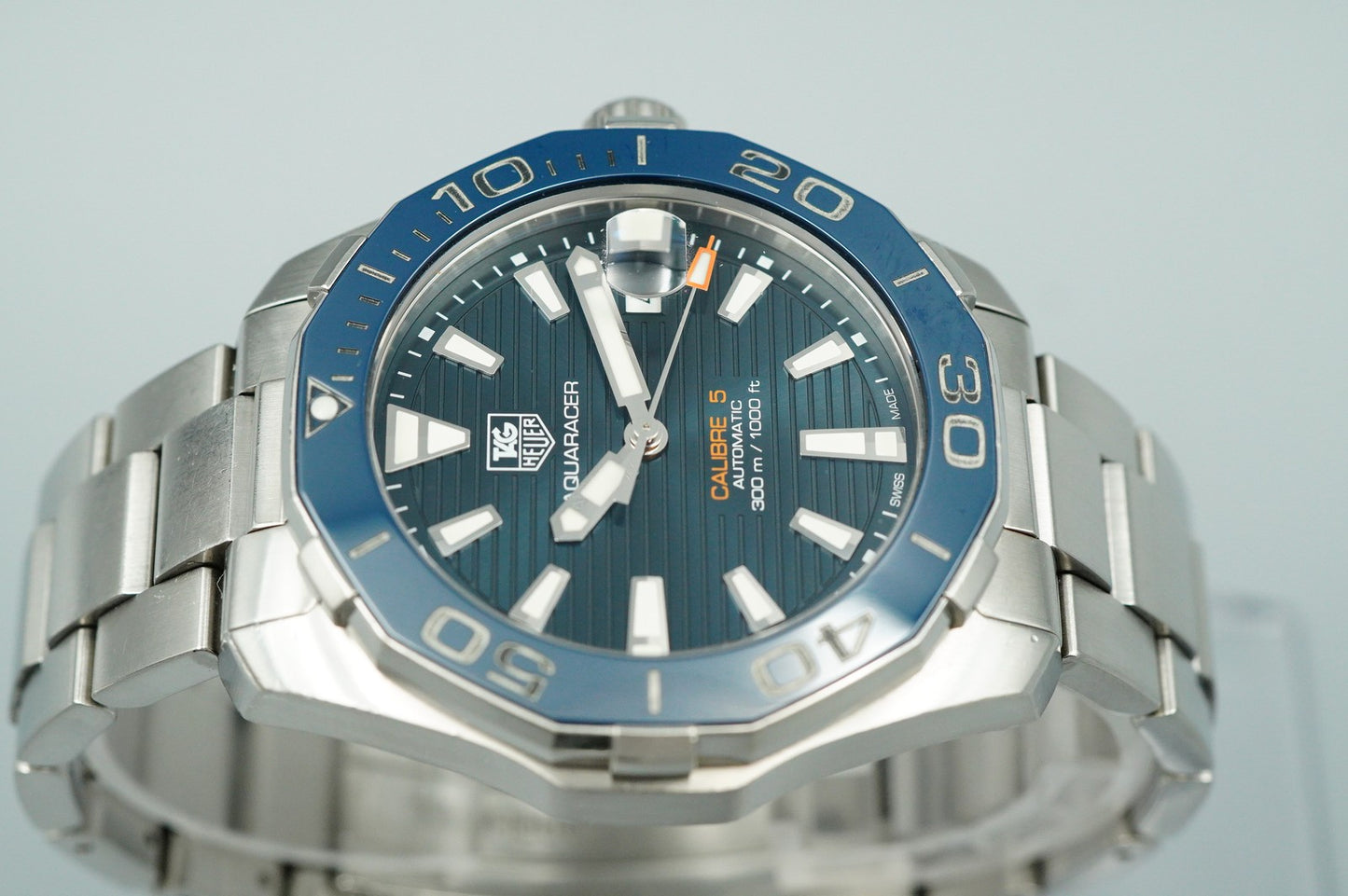 *NEAR MINT*  TAG HEUER Aquaracer WAY2110 Automatic Blue Round 41mm Mens Watch