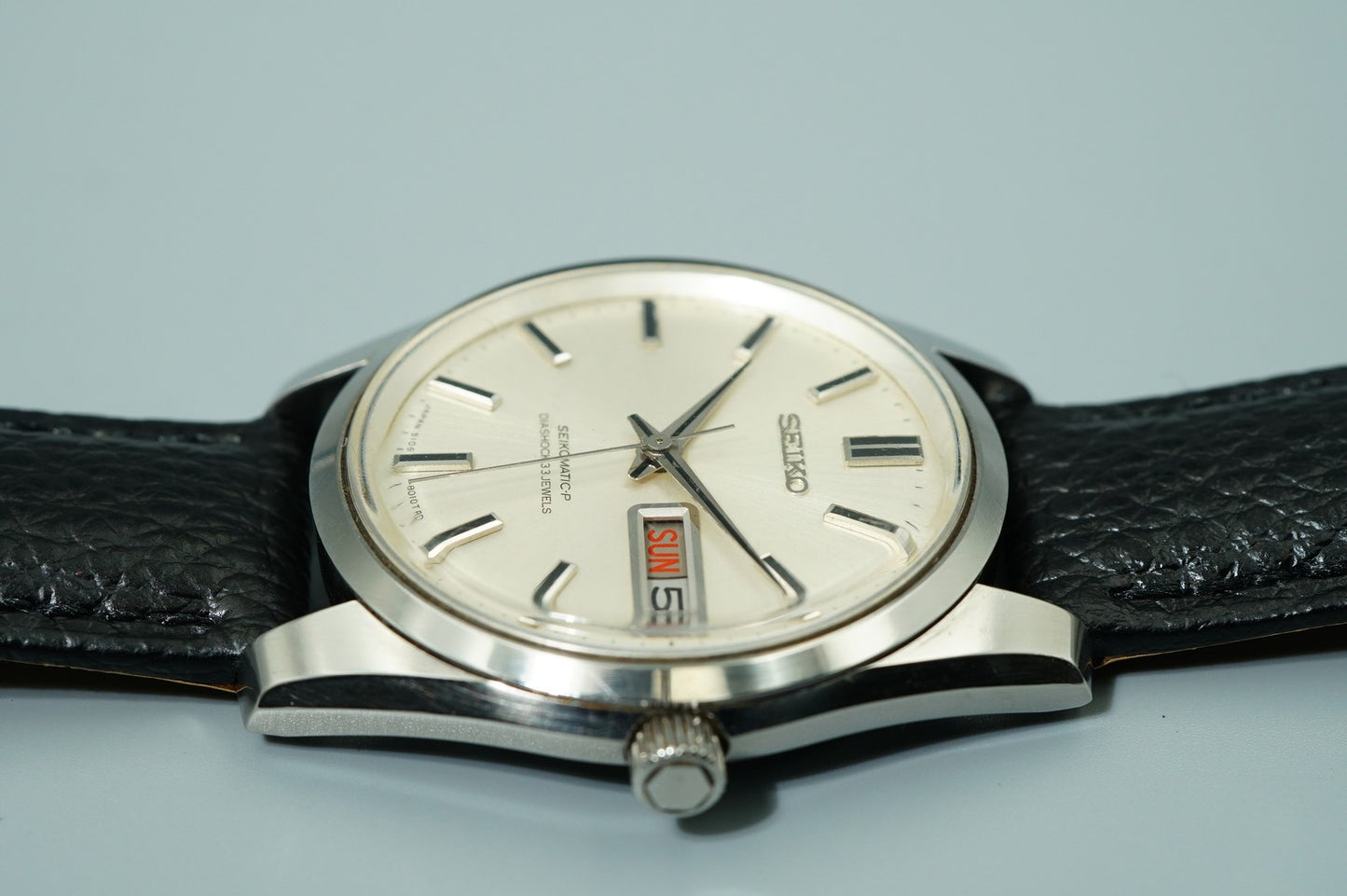 *N MINT* Vintage 1967 SEIKO MATIC-P 5106-8010 AT Silver Round 36mm Mens Watch