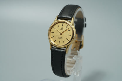 *NEAR MINT* Vintage 1979 OMEGA De Ville Cal.1365 Qz Gold Round 24mm Women Watch