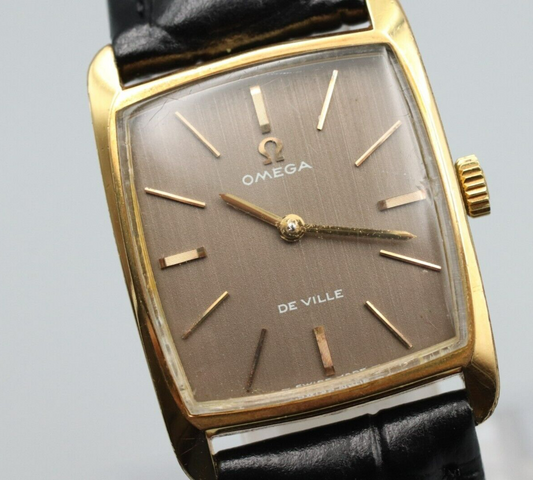 *Exc+5* Vintage OMEGA De Ville Cal.625 HandWinding Brown Dial Square Women Watch