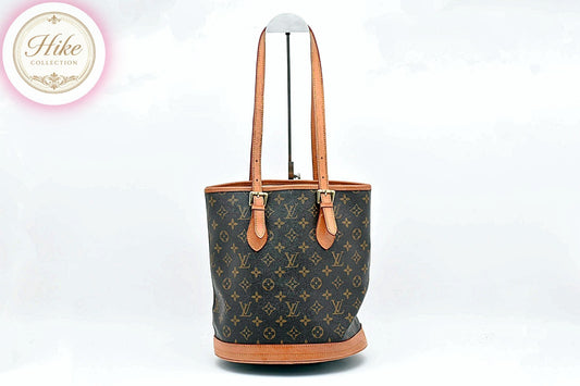 Louis Vuitton Bucket PM Monogram Brown Tote Shoulder Bag M42238 Auth *RANK AB*