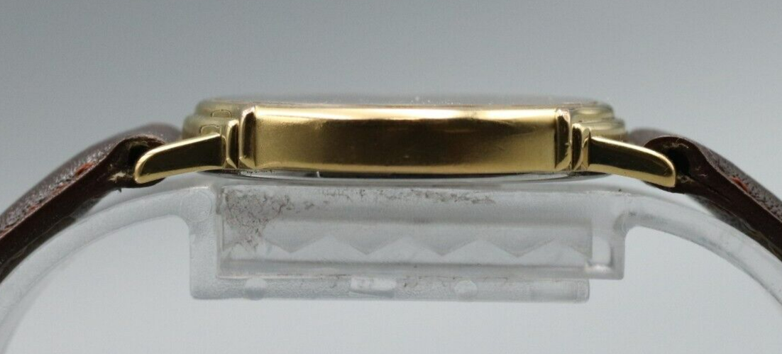 Rare *N MINT* Vintage OMEGA De Ville Cal.1455 Quartz Gold Dial Round Men Watch
