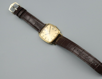 *NEAR MINT* Vintage OMEGA De Ville Cal.1012 Automatic Gold Dial Date Mens Watch