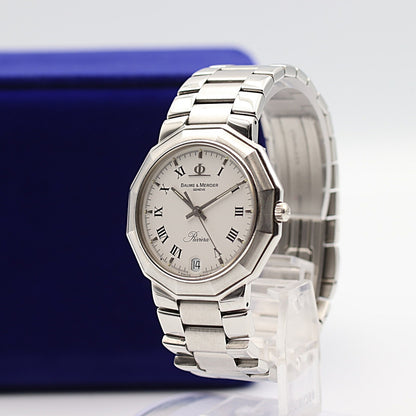 *N MINT* Vintage 1990s BAUME MERCIER Riviera 5131 Qz White 33mm Mens Watch