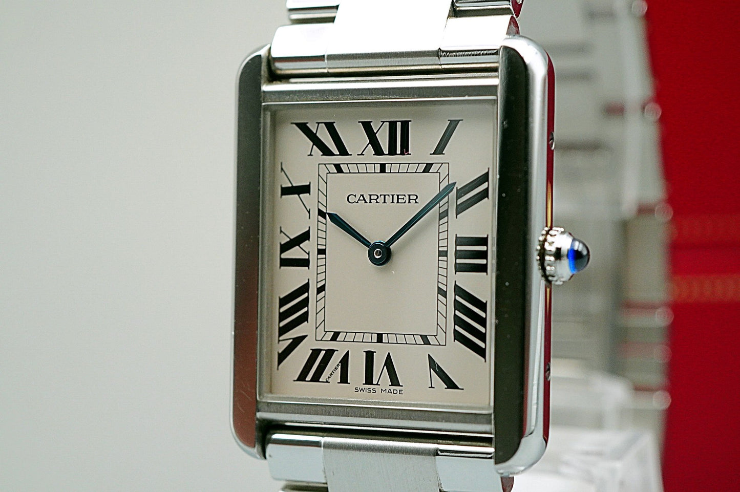 *Exc+5* Cartier Tank Solo W5200014 3169 Quartz Silver 27mm Mens Watch