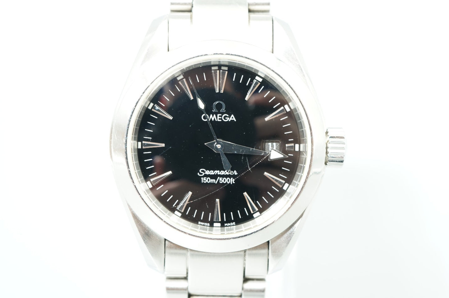 Exc+5 Vintage 1998 OMEGA Seamaster Aqua Terra Cal.1424 Qz Black 29mm Women Watch