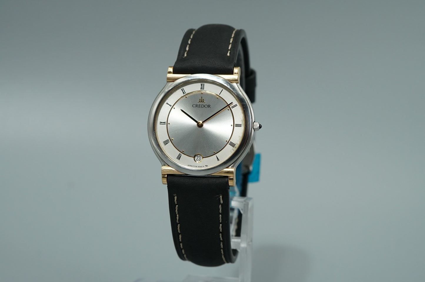 *NEAR MINT* Vintage 1990 SEIKO Credor 7779-6000 Qz Silver Round 31mm Mens Watch