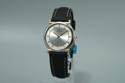 *NEAR MINT* Vintage 1990 SEIKO Credor 7779-6000 Qz Silver Round 31mm Mens Watch