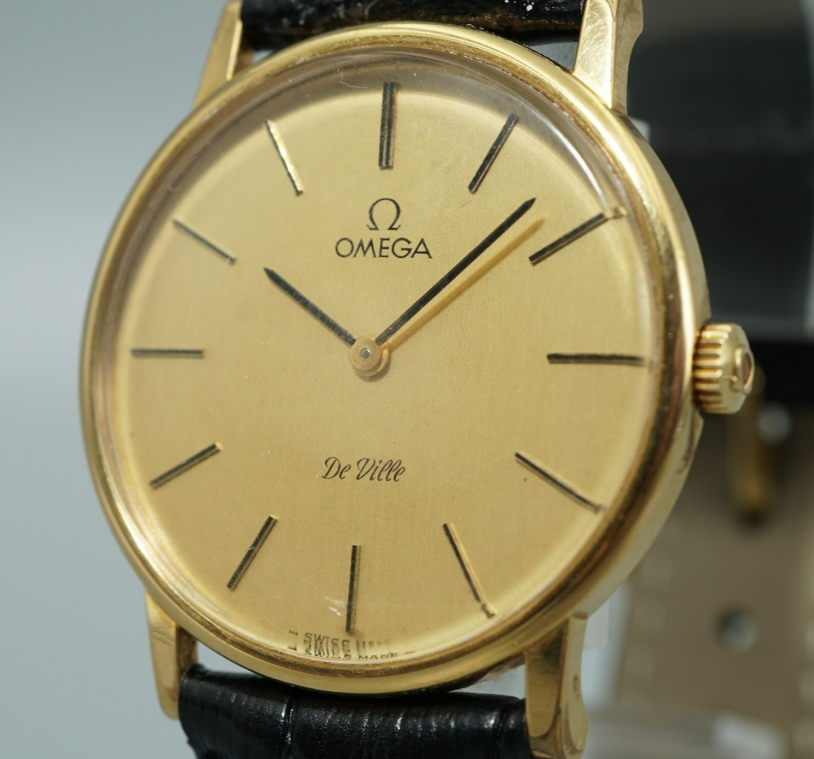 N MINT Vintage 1979 OMEGA De Ville Cal.625 Hand Wind Gold Round 32mm Mens Watch