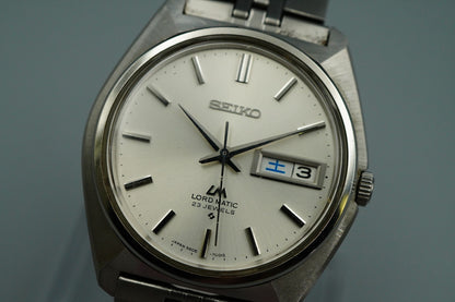 N MINT Vintage SEIKO LORD MATIC 5606-7000 Automatic Silver Round 36mm Mens Watch