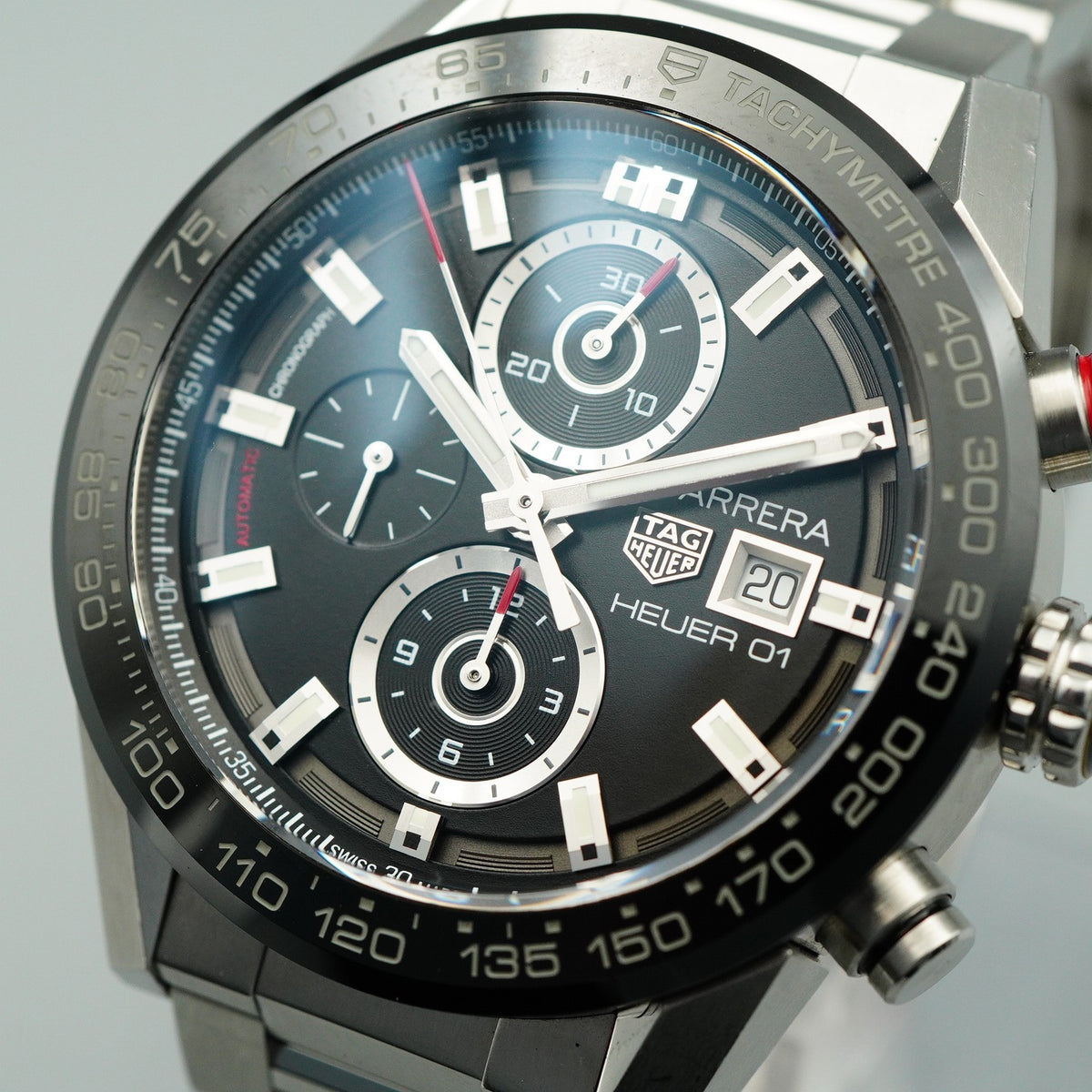 *N MINT Box & Paper* TAG HEUER Carrera CAR201Z Automatic Black 44mm Mens Watch