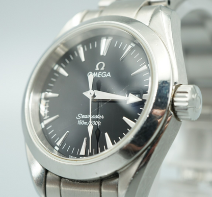 Exc+5 Vintage 1998 OMEGA Seamaster Aqua Terra Cal.1424 Qz Black 29mm Women Watch