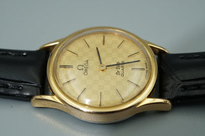 *NEAR MINT* Vintage 1980s OMEGA De Ville Cal.1350 Qz Gold Round 23mm Women Watch