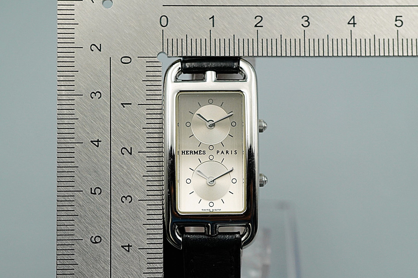 *NEAR MINT* HERMES Cape Cod CC3-210 Quartz Silver Rectangle 20mm Women Watch