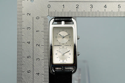 *NEAR MINT* HERMES Cape Cod CC3-210 Quartz Silver Rectangle 20mm Women Watch
