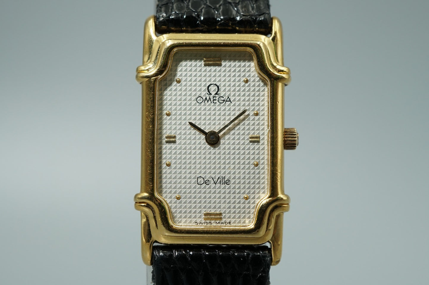 Vintage 1998 OMEGA De Ville Cal.1455  Qz White Dial Rectangle 16mm Women Watch