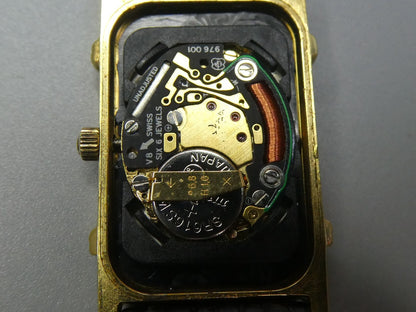 Vintage 1998 OMEGA De Ville Cal.1455  Qz White Dial Rectangle 16mm Women Watch