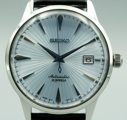 *NEAR MINT*  SEIKO MECHANICAL 6R15-01S0 AT Blue Dial Round 40mm Mens Watch