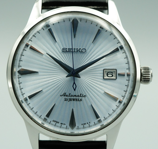 *NEAR MINT*  SEIKO MECHANICAL 6R15-01S0 AT Blue Dial Round 40mm Mens Watch