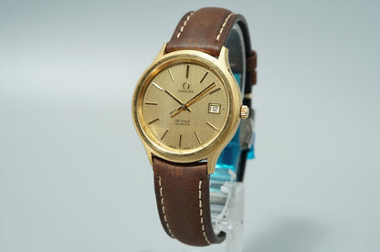 *NEAR MINT* Vintage 1978 OMEGA De Ville Cal.1342 Qz Gold Round 35mm Mens Watch