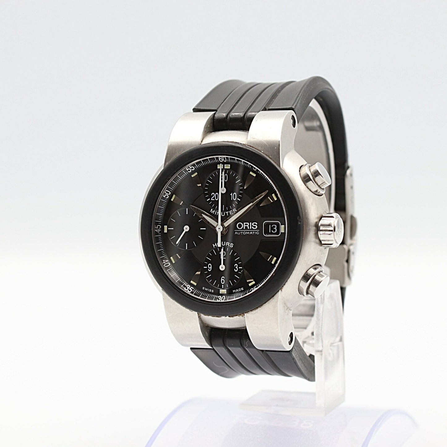 N MINT Vintage 1990s ORIS  7521-44 Automatic Black Dial  42mm 15.5cm Mens Watch