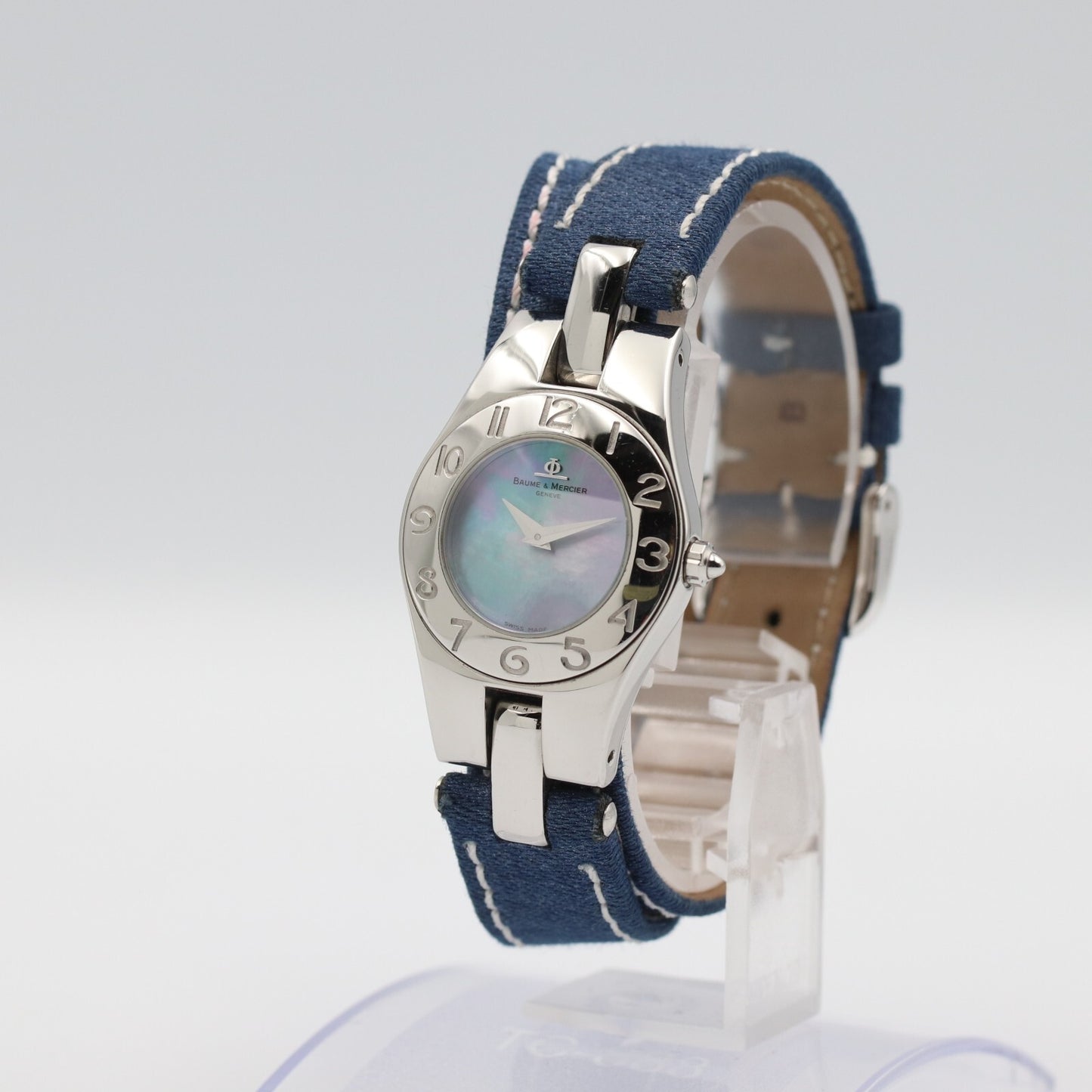 *N MINT* Vintage 1990s BAUME＆MERCIER GENEVE 65305 Qz Navy Round 24mm Women Watch