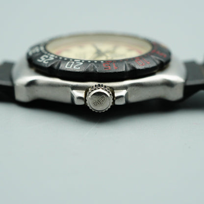 *Exc+5* Vintage TAG HEUER Professional 371.508 Qz Cream Round 28mm Women Watch