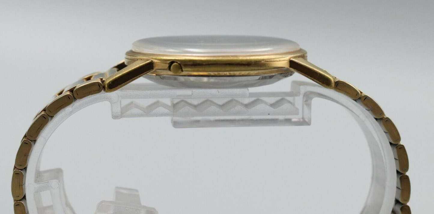 *Exc+5* Vintage SEIKO Seikomatic J14075 Quartz Gold Dial Round Mens Watch