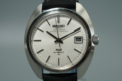 N MINT Vintage 1970s SEIKO KS HI-BEAT 4502-8010 Hand Wind White 38mm Mens Watch