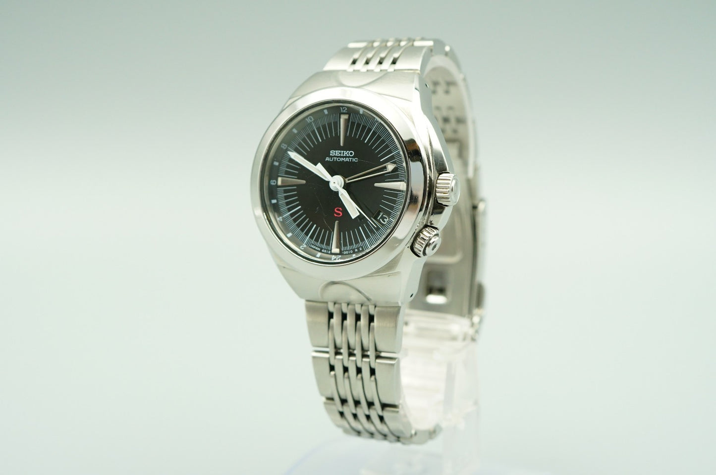 *N MINT* Vintage 1997 SEIKO HI-BEAT 4S12-0010 AT Black Round 37mm Mens Watch