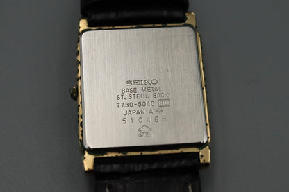 *Exc+5* Vintage SEIKO Dolce 7730-5040 Quartz Black Dial Tank Mens Watch JAPAN