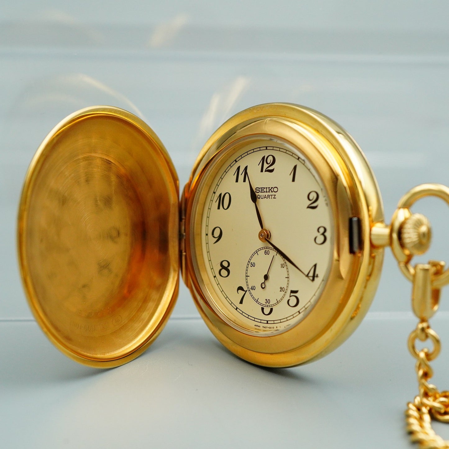 *NEAR MINT* Vintage 1998 SEIKO 7N07-001A Quartz Gold Dial Round 42mm Mens Watch